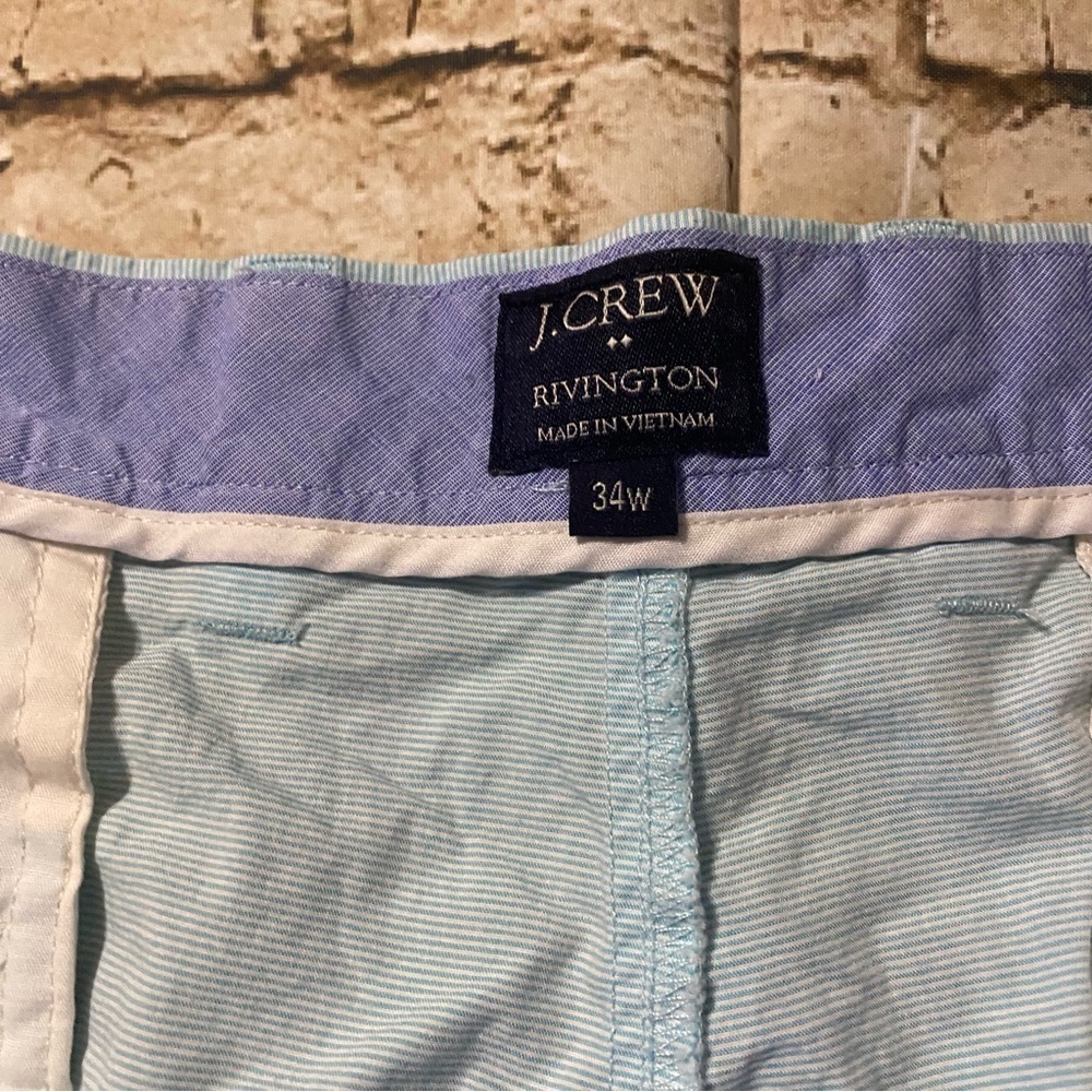 J Crew Blue White Striped Cotton Revington Flat Front Shorts - Picture 4 of 5